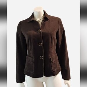VTG Y2K Talbots Women's Sz 6P Brown Corduroy Blazer Jacket W/70s Style Lining